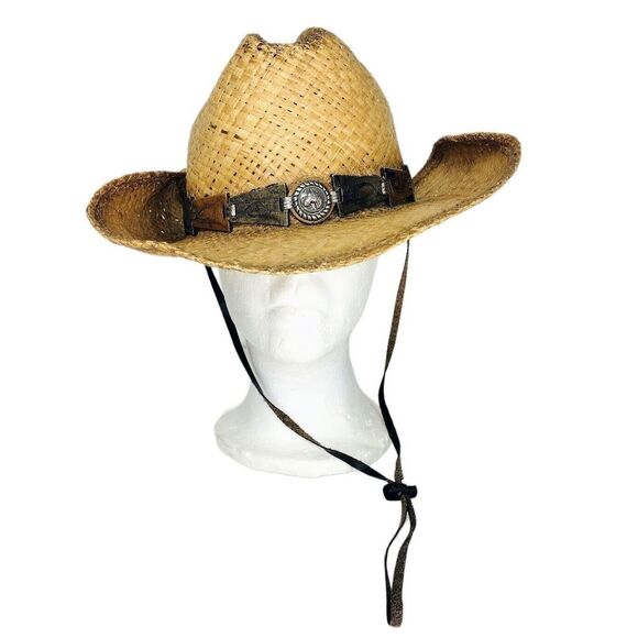 Monte Carlo Straw Raffia Bullhide Hat Co Western Rockabilly Boho Cowboy Size XL main image 4